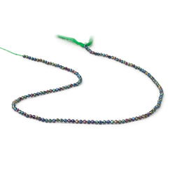 2mm Mystic Green Peacock Black Spinel micro-faceted rounds 13 inch 175 beads AAA (ONLINE ORDER ONLY)