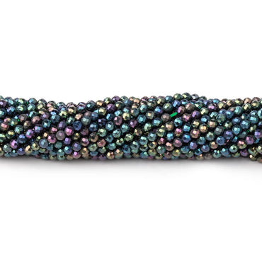 2mm Mystic Green Peacock Black Spinel micro-faceted rounds 13 inch 175 beads AAA (ONLINE ORDER ONLY)