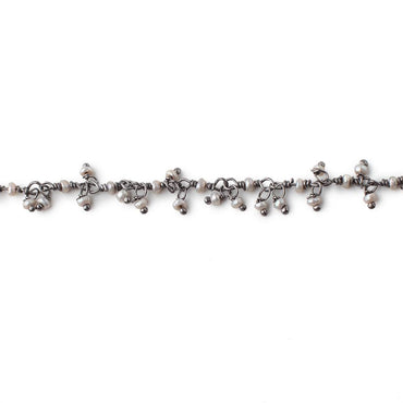 2mm Off White Seed Pearls on Black Gold .925 Dangling Chain by the Foot (ONLINE ORDER ONLY)