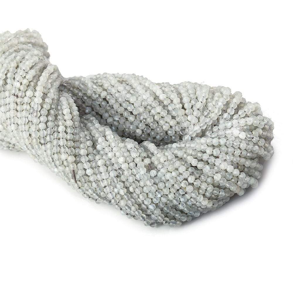 2mm Pale Grey Moonstone microfaceted round beads 13 inch 175 pieces (ONLINE ORDER ONLY)