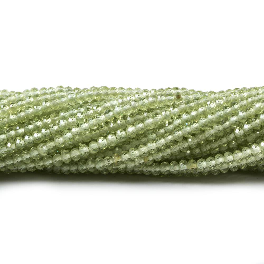 2mm Peridot Micro Faceted Rondelle Beads 13 inch 197 pieces AAA Grade (ONLINE ORDER ONLY)