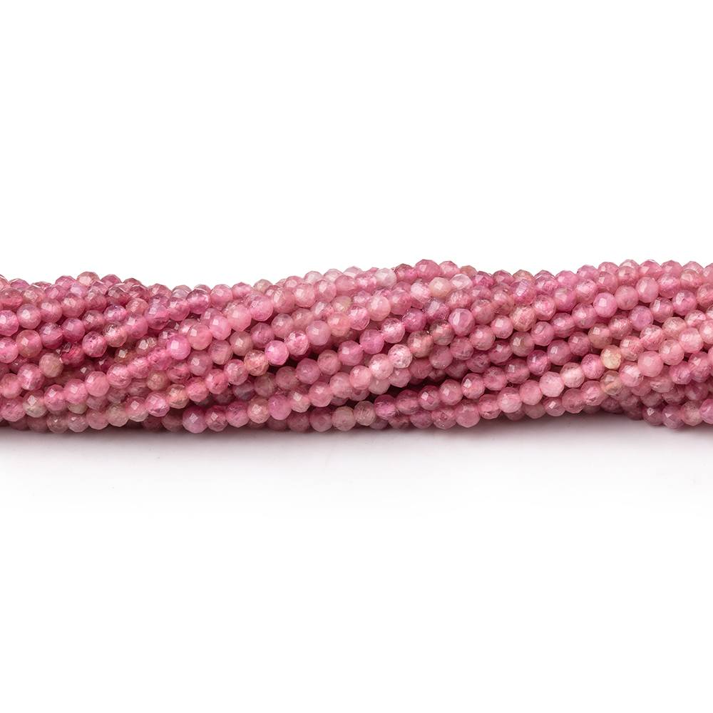 2mm Pink Tourmaline Micro Faceted Round Beads 12.5 inch 174 pieces (ONLINE ORDER ONLY)