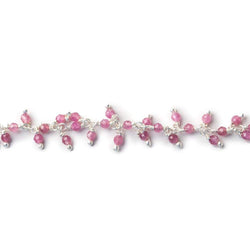 2mm Pink Tourmaline micro faceted round Silver .925 Dangle Chain by the foot (ONLINE ORDER ONLY)
