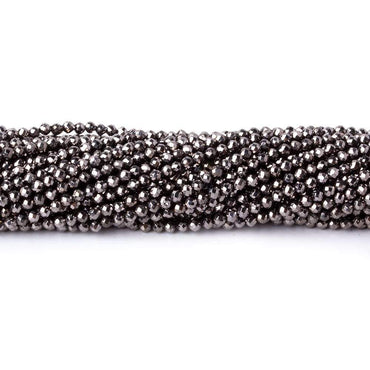 2mm Platinum Metallic plated Pyrite micro faceted rounds 12.5 inch 170 pieces (ONLINE ORDER ONLY)