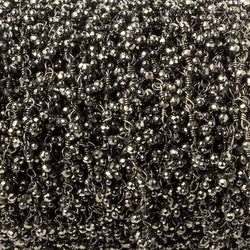 2mm Pyrite micro faceted round Black Gold Dangling Chain by the foot 110 pieces (ONLINE ORDER ONLY)