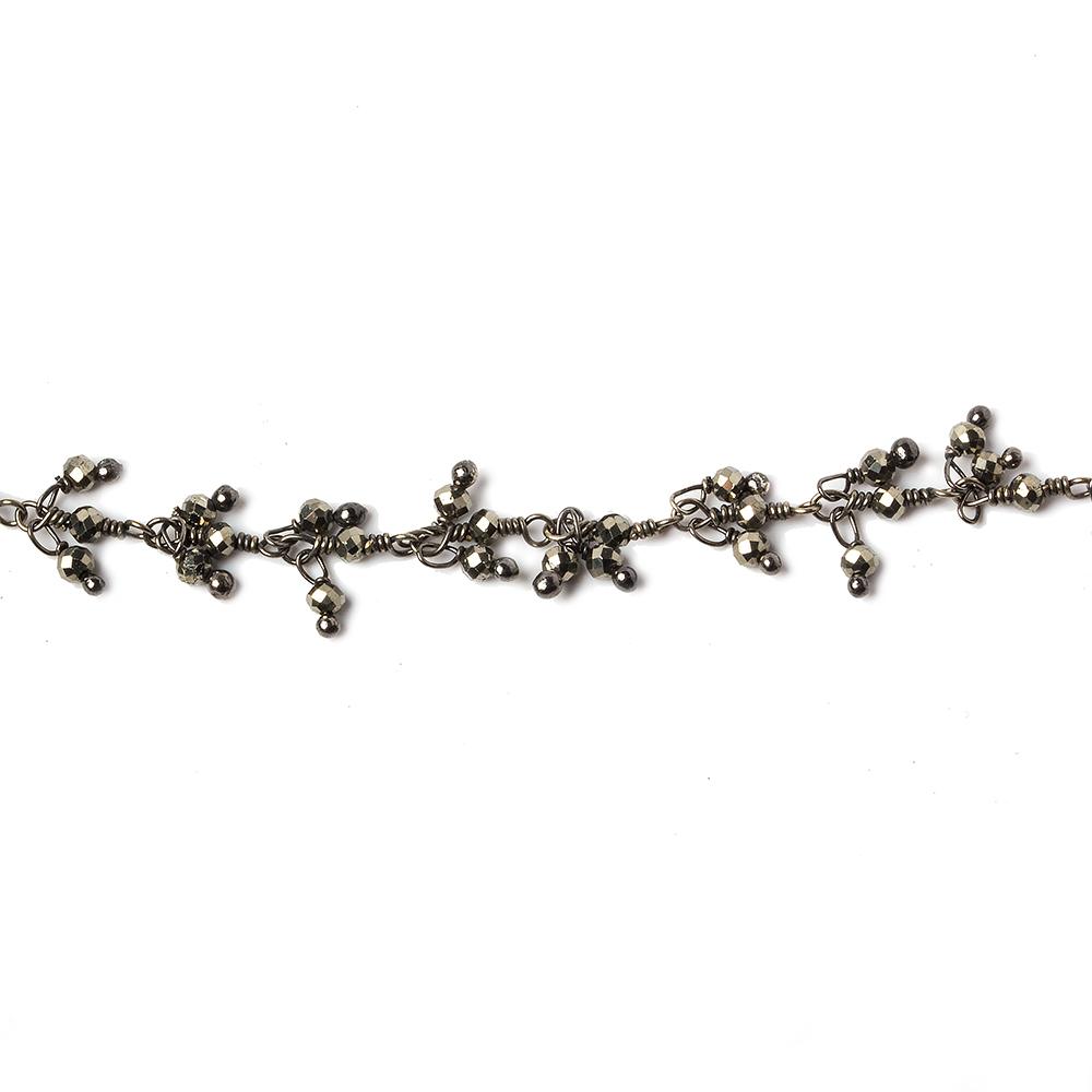 2mm Pyrite micro faceted round Black Gold Dangling Chain by the foot 110 pieces (ONLINE ORDER ONLY)