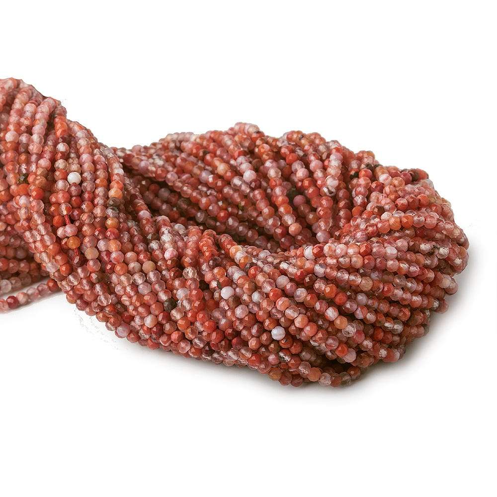 2mm Red Jasper & Multi Color Agate microfaceted round beads 13 inch 175 pieces (ONLINE ORDER ONLY)