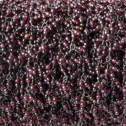 2mm Rhodolite Garnet Black Gold plated Dangling Chain by the foot (ONLINE ORDER ONLY)