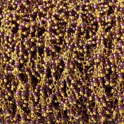 2mm Rhodolite Garnet Gold plated Dangling Chain by the foot (ONLINE ORDER ONLY)