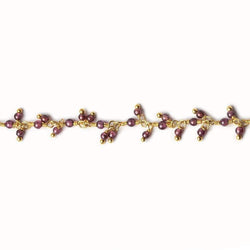 2mm Rhodolite Garnet Gold plated Dangling Chain by the foot (ONLINE ORDER ONLY)