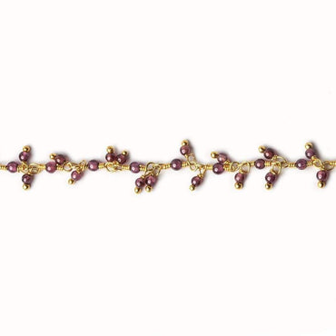 2mm Rhodolite Garnet Gold plated Dangling Chain by the foot (ONLINE ORDER ONLY)