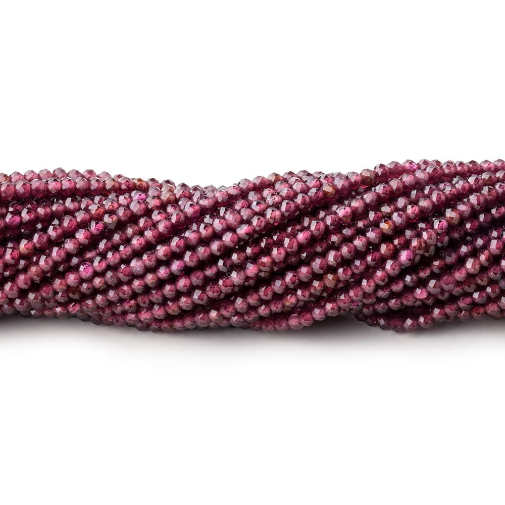2mm Rhodolite Garnet Micro Faceted Rondelle Beads 13 inch 188 pcs (ONLINE ORDER ONLY)
