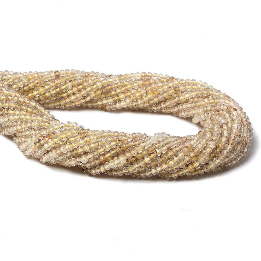 2mm Rutilated Quartz microfaceted rondelle beads 13 inch 168 pieces (ONLINE ORDER ONLY)