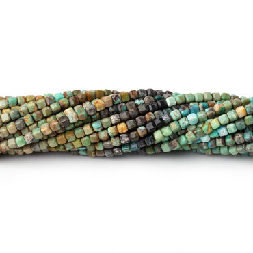 2mm Shaded African Turquoise Micro Faceted Cube 12.5 inch 140 Beads (ONLINE ORDER ONLY)