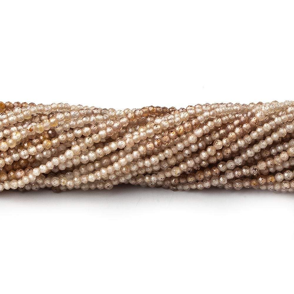 2mm Shaded Champagne Zircon micro faceted round beads 13.5 inch 210 pieces AAA (ONLINE ORDER ONLY)