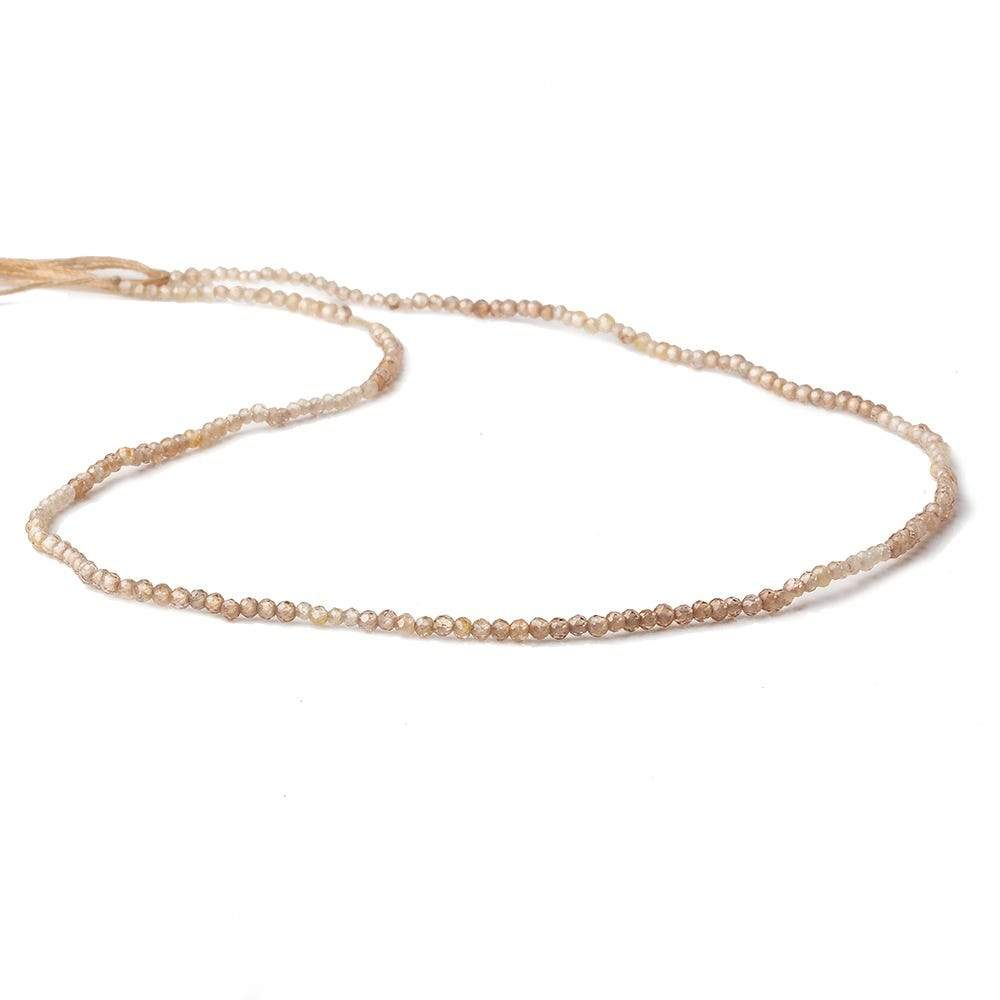 2mm Shaded Champagne Zircon micro faceted round beads 13.5 inch 210 pieces AAA (ONLINE ORDER ONLY)
