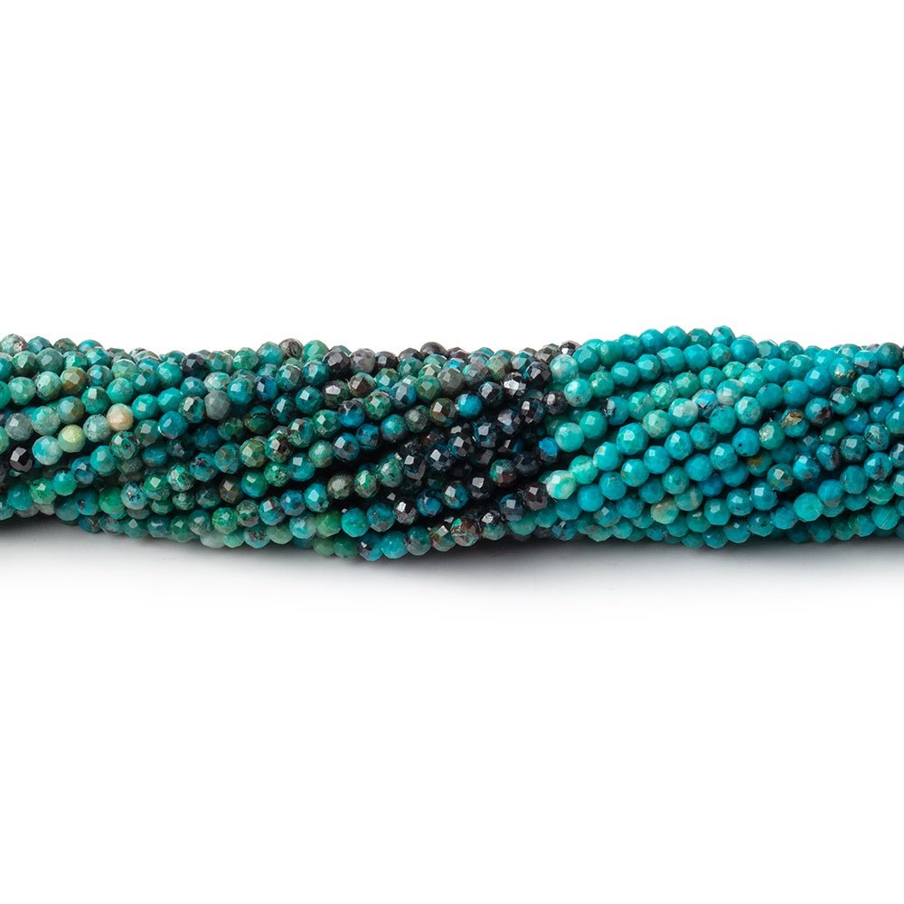 2mm Shaded Chrysocolla Micro Faceted Round Beads 12.5 inch 180 pieces (ONLINE ORDER ONLY)