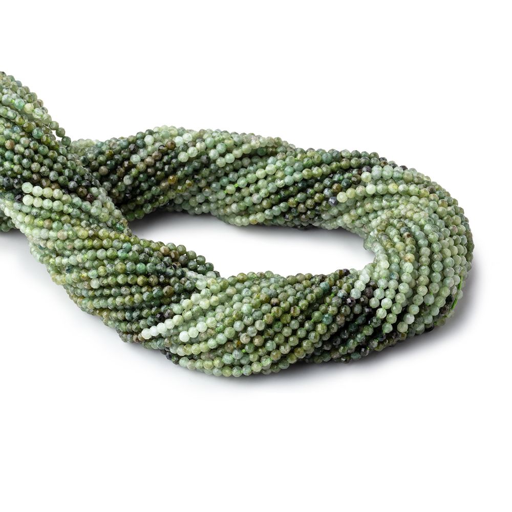 2mm Shaded Green Tourmaline Micro Faceted Round Beads 12.5 inch 157 pieces (ONLINE ORDER ONLY)