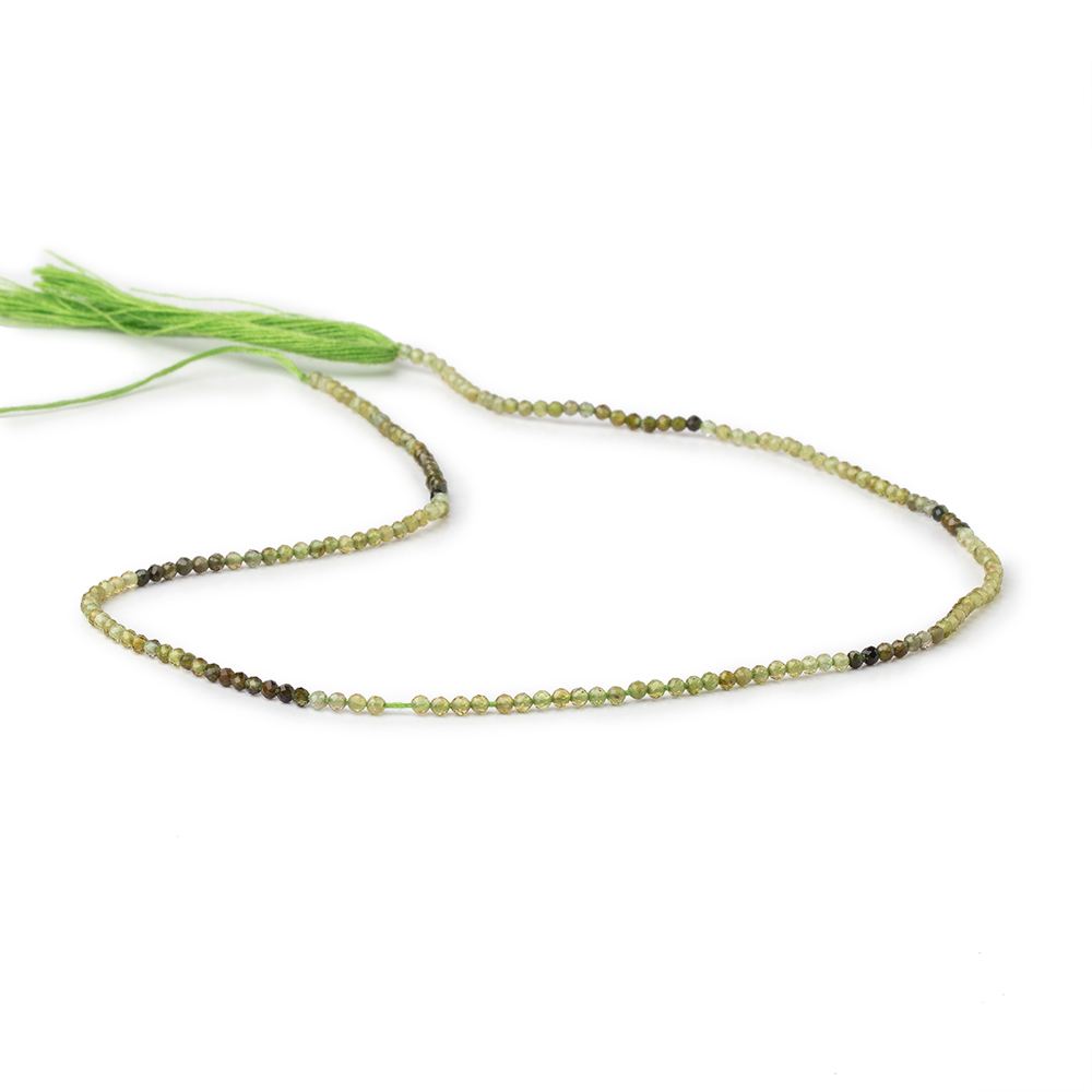 2mm Shaded Green Tourmaline Micro Faceted Rounds 13 inch 178 Beads (ONLINE ORDER ONLY)