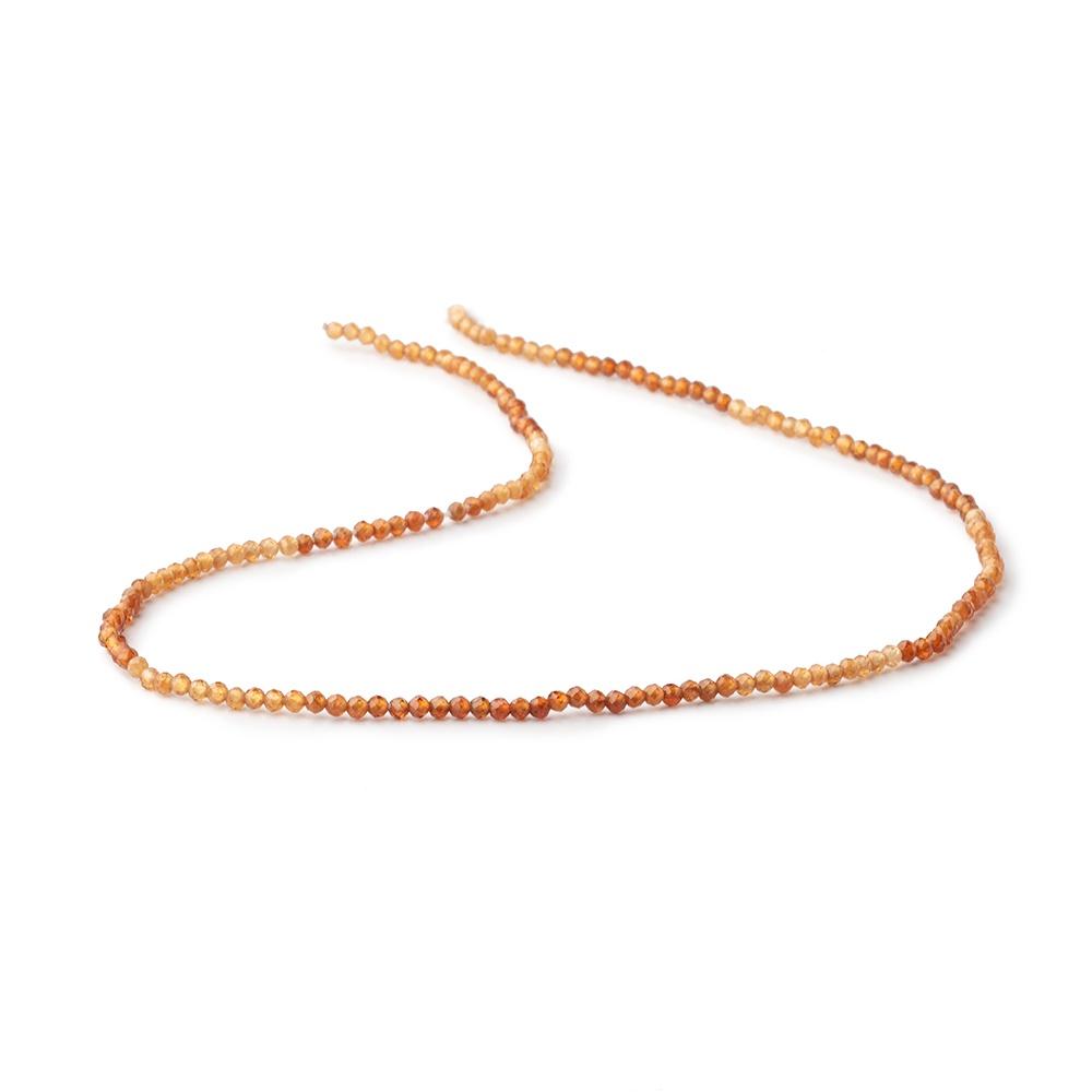 2mm Shaded Hessonite Micro Faceted Round Beads 12.5 inch 169 pieces (ONLINE ORDER ONLY)
