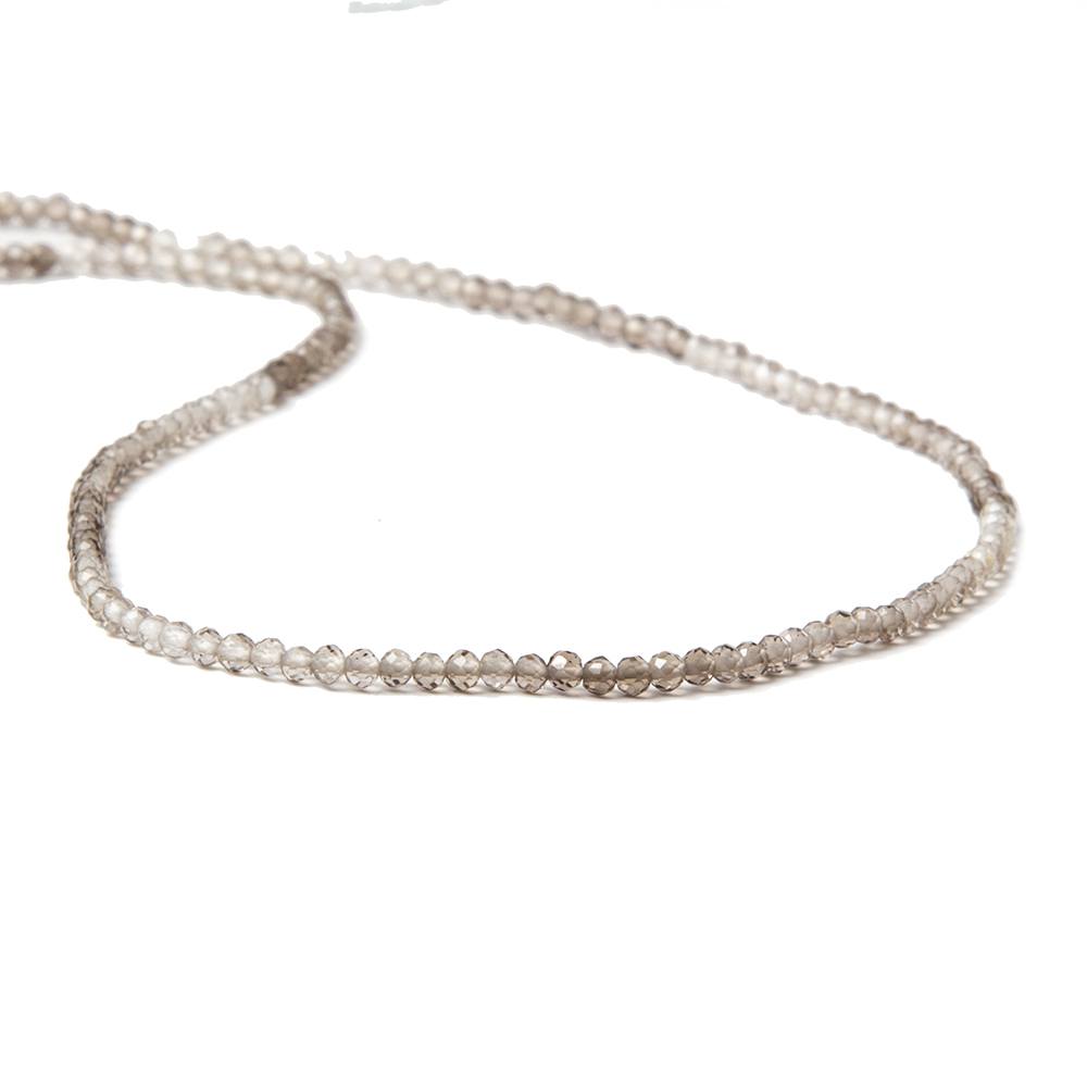 2mm Shaded Smoky Quartz micro-faceted rounds 13 inch 175 beads AAA (ONLINE ORDER ONLY)