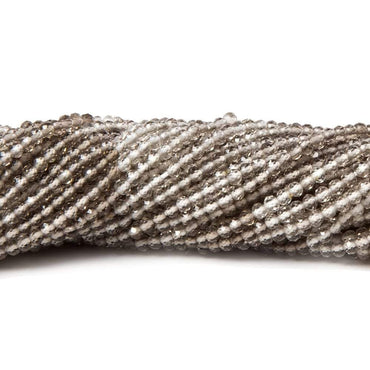 2mm Shaded Smoky Quartz micro-faceted rounds 13 inch 175 beads AAA (ONLINE ORDER ONLY)