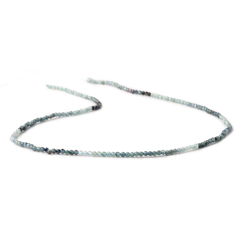 2mm Shaded Teal Blue Sapphire Micro Faceted Round Beads 12.5 inch 180 pieces (ONLINE ORDER ONLY)
