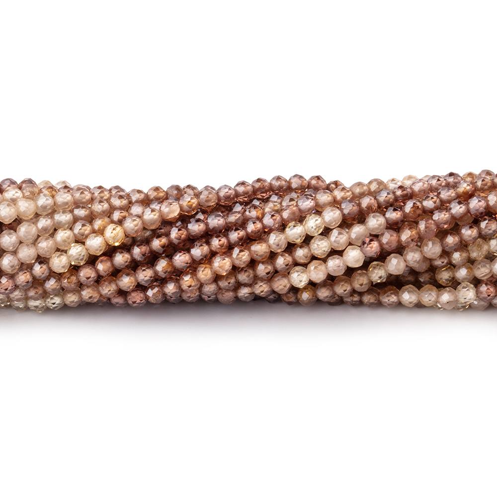 2mm Shaded Zircon Micro Faceted Round Beads 12.5 inch 163 pieces AAA (ONLINE ORDER ONLY)