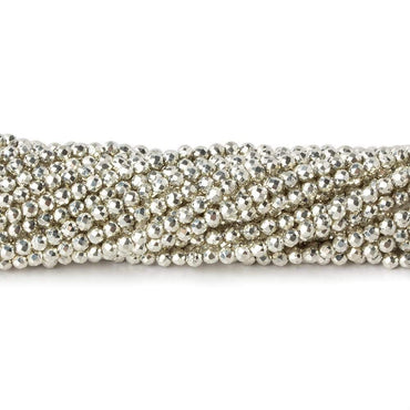 2mm Silver Metallic plated Pyrite micro faceted rounds 12.5 inch 170 pieces (ONLINE ORDER ONLY)