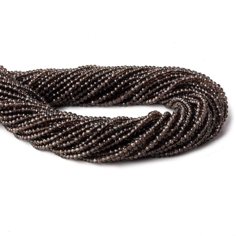 2mm Smoky Quartz Micro Faceted Rondelle Beads 13 inch 280 pieces (ONLINE ORDER ONLY)