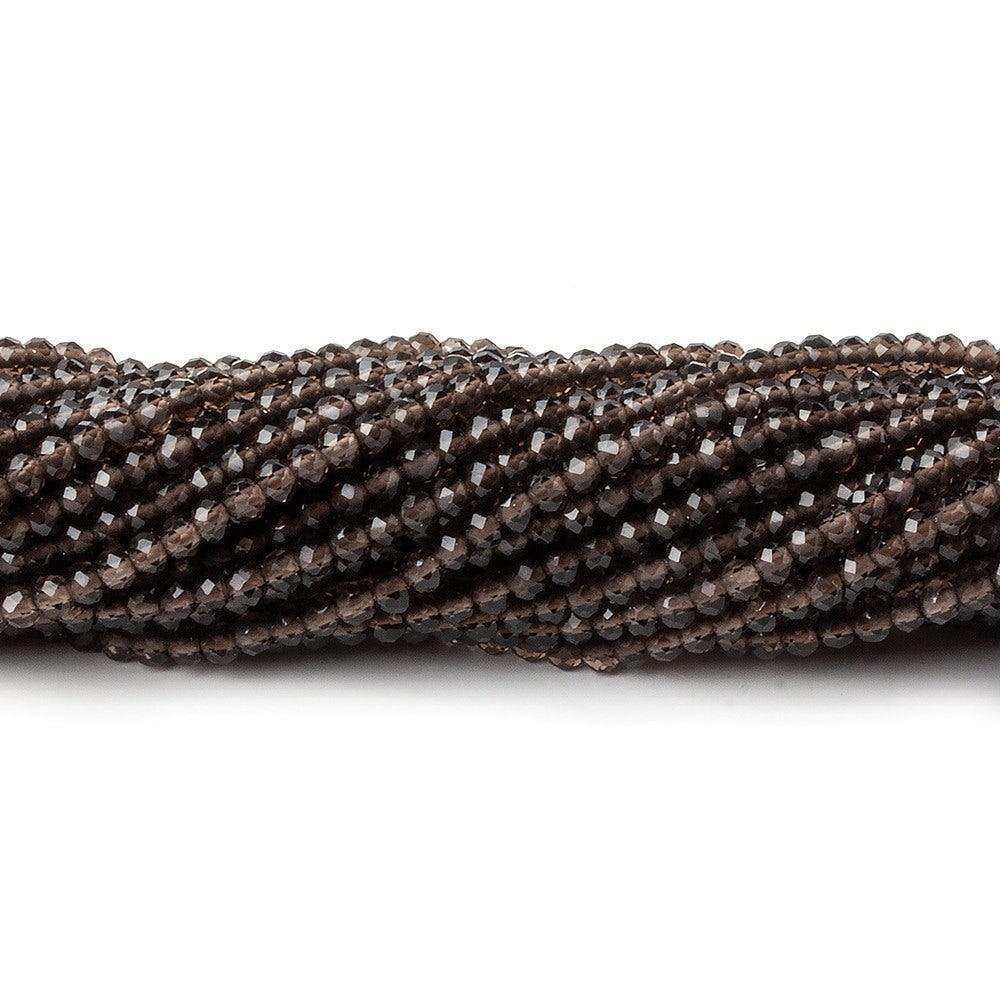 2mm Smoky Quartz Micro Faceted Rondelle Beads 13 inch 280 pieces (ONLINE ORDER ONLY)