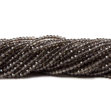 2mm Smoky Quartz micro-faceted rounds 13 inch 175 beads AAA (ONLINE ORDER ONLY)
