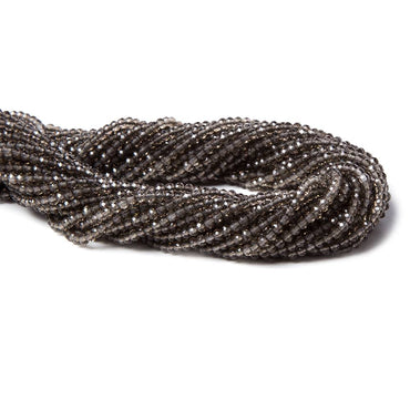 2mm Smoky Quartz micro-faceted rounds 13 inch 175 beads AAA (ONLINE ORDER ONLY)