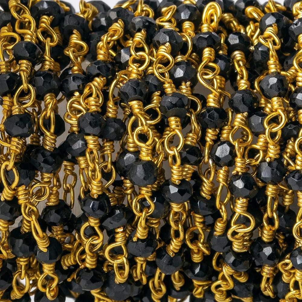 2mm to 3mm Black Spinel Gold plated Wire Wrapped Chain (ONLINE ORDER ONLY)