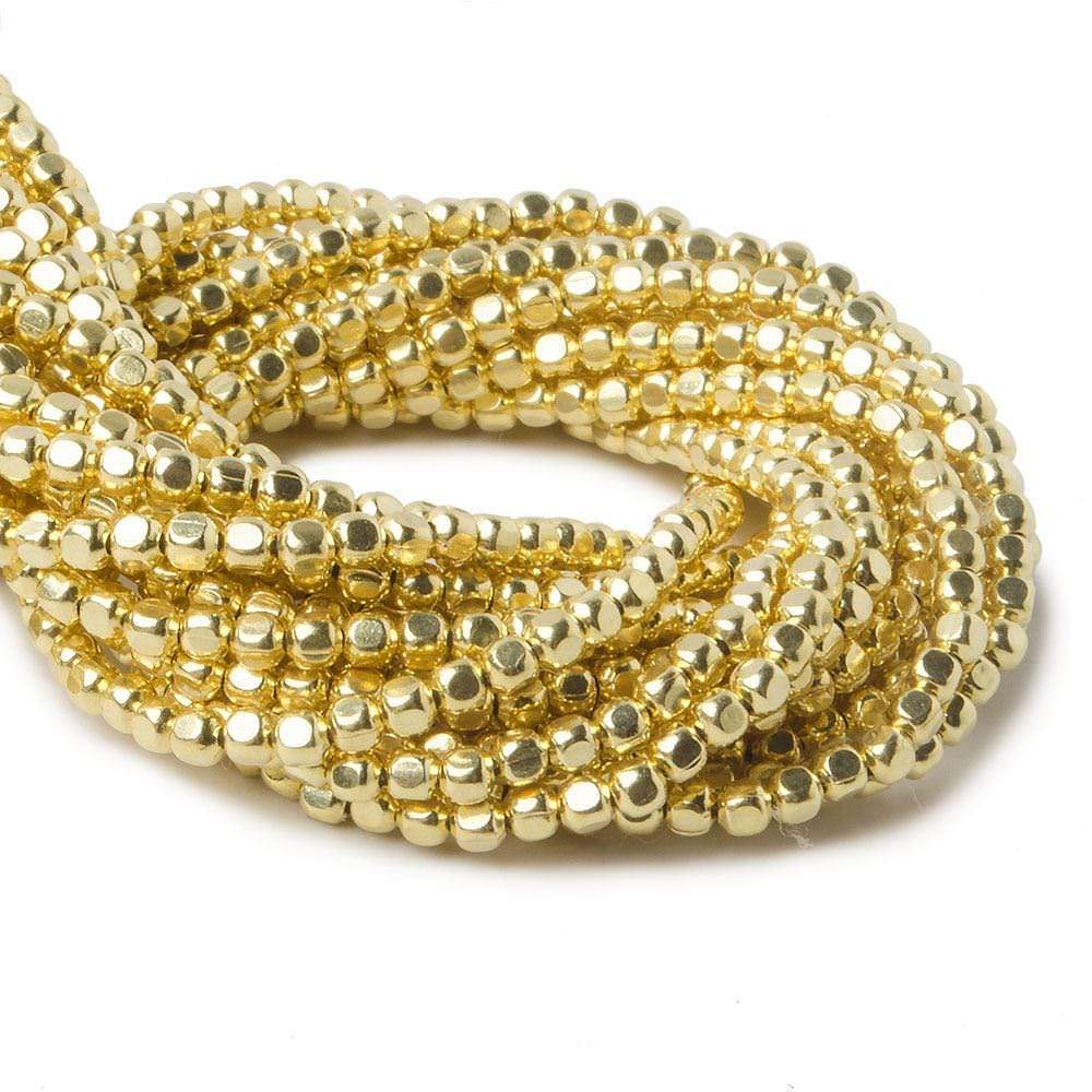 2mm Vermeil Cube Beads 92 beads 8 inch (ONLINE ORDER ONLY)
