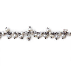 2mm White Baroque Pearl Black Gold  Dangling Chain sold by the foot (ONLINE ORDER ONLY)