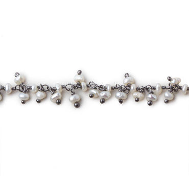 2mm White Baroque Pearl Black Gold  Dangling Chain sold by the foot (ONLINE ORDER ONLY)