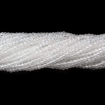 2mm White Topaz Micro Faceted Rondelle Beads 13 inch 220 pieces AAA Grade (ONLINE ORDER ONLY)