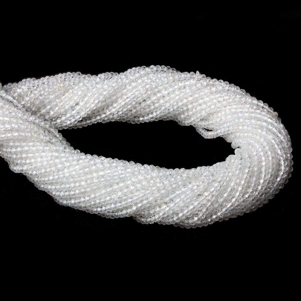 2mm White Topaz micro-faceted rondelles 13 inch 215 beads AAA (ONLINE ORDER ONLY)