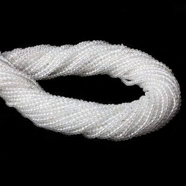 2mm White Topaz micro-faceted rondelles 13 inch 215 beads AAA (ONLINE ORDER ONLY)