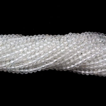 2mm White Topaz micro-faceted rondelles 13 inch 215 beads AAA (ONLINE ORDER ONLY)
