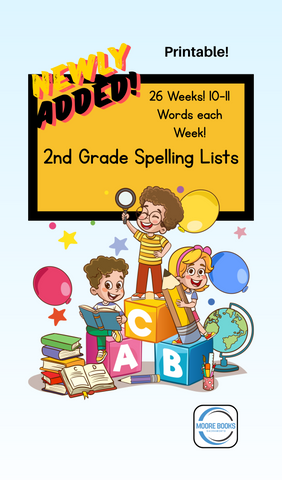 2nd Grade Spelling Lists - Printable! (ONLINE ORDER ONLY)