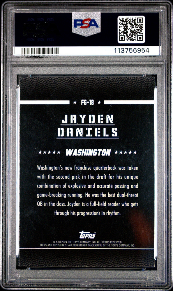 Graded 2024 Topps Finest Jayden Daniels #FG18 Field General Checkerboard Rookie RC Football Card PSA 10 Gem Mint (ONLINE ORDER ONLY)