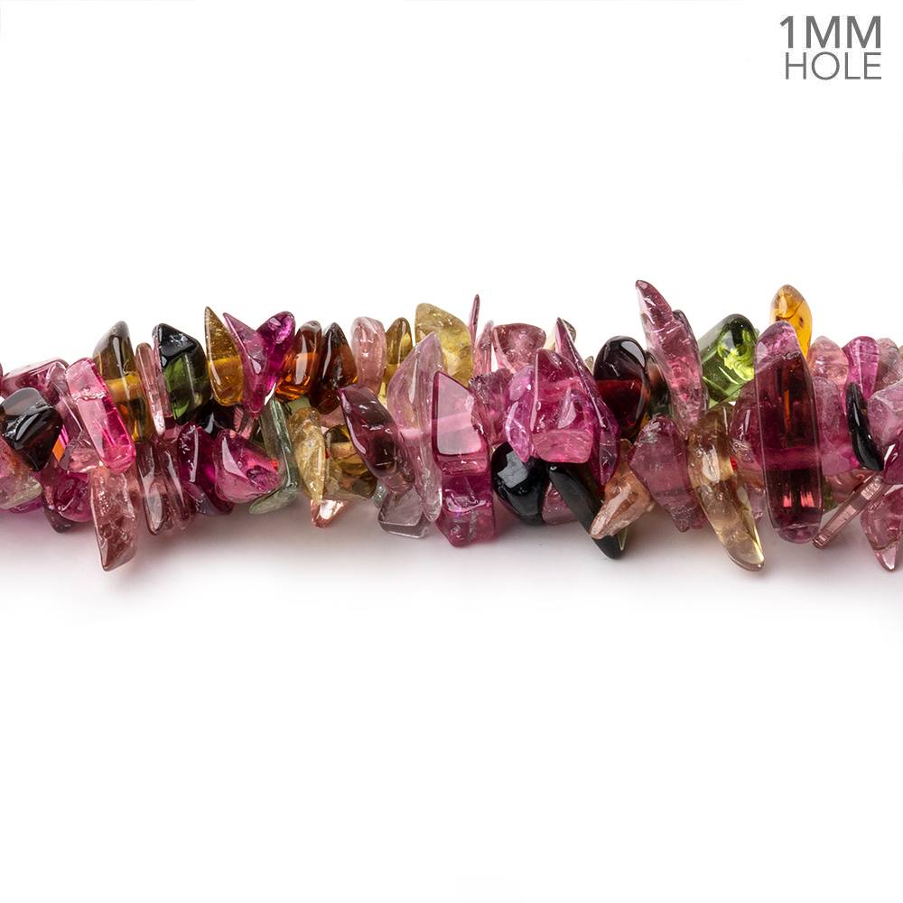 2x2-3x7mm Multi Color Tourmaline Chip Beads 15.5 inch 180 pieces 1mm hole (ONLINE ORDER ONLY)