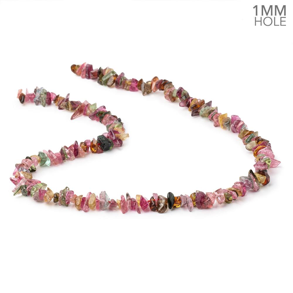 2x2-3x7mm Multi Color Tourmaline Chip Beads 15.5 inch 180 pieces 1mm hole (ONLINE ORDER ONLY)
