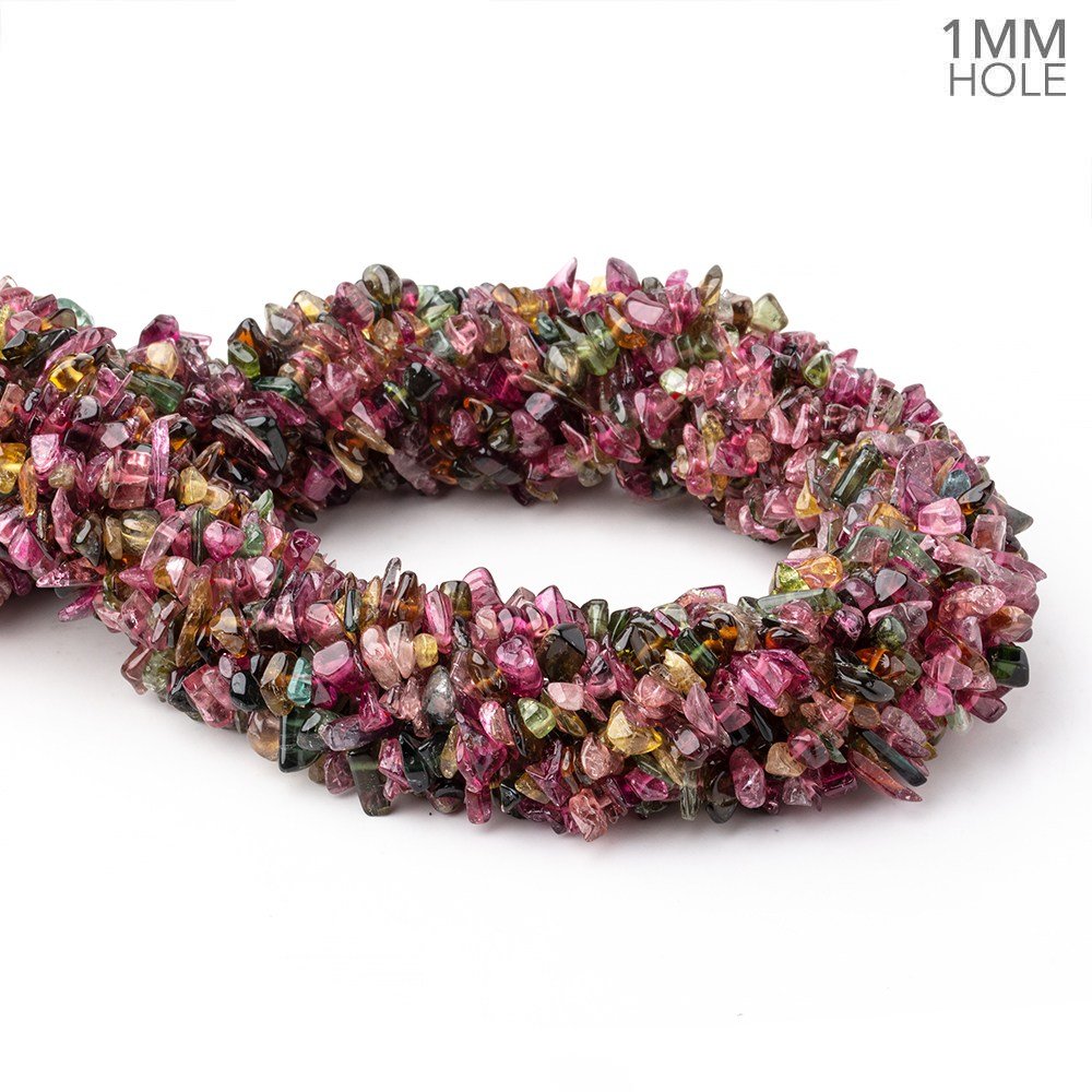 2x2-3x7mm Multi Color Tourmaline Chip Beads 15.5 inch 180 pieces 1mm hole (ONLINE ORDER ONLY)