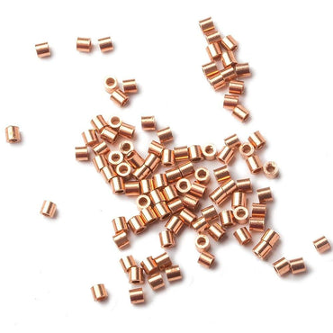 2x2mm Copper Crimp Beads Sold 100 per bag (ONLINE ORDER ONLY)