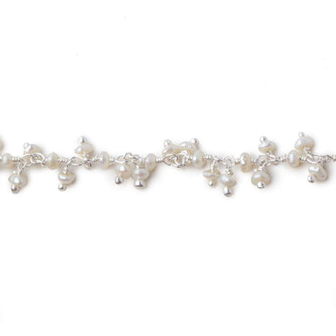 2x2mm White Baroque Pearl Silver Dangling Chain sold by the foot (ONLINE ORDER ONLY)