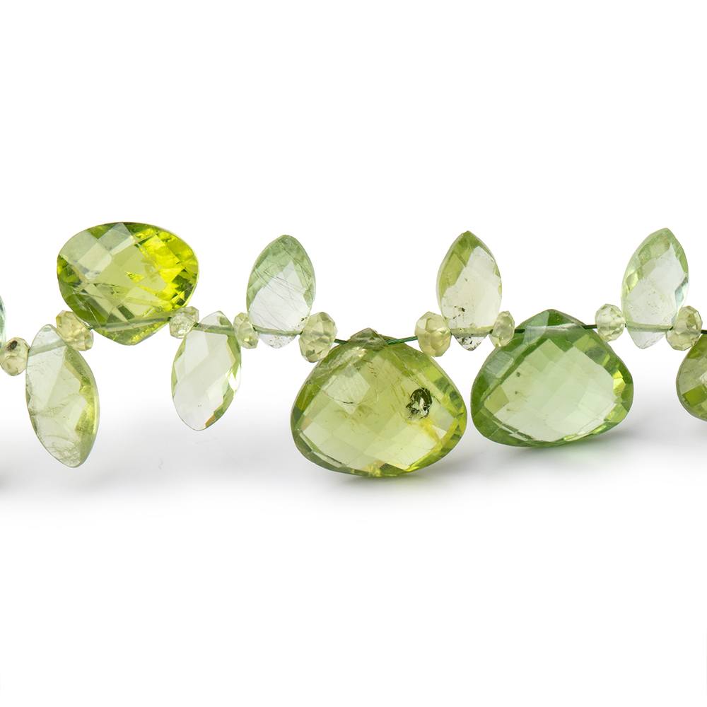 3-13x10mm Peridot Faceted Multiple Shape Beads 16 inch 139 pieces (ONLINE ORDER ONLY)