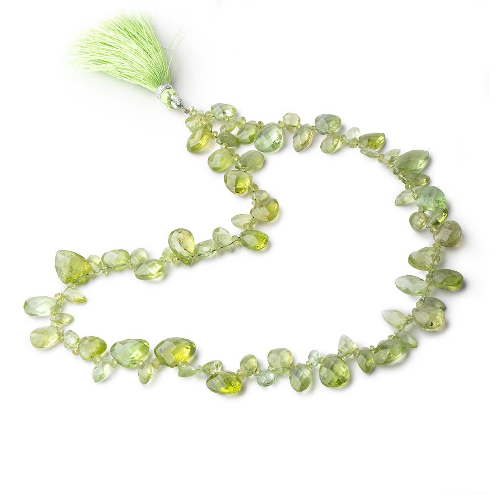 3-13x10mm Peridot Faceted Multiple Shape Beads 16 inch 139 pieces (ONLINE ORDER ONLY)